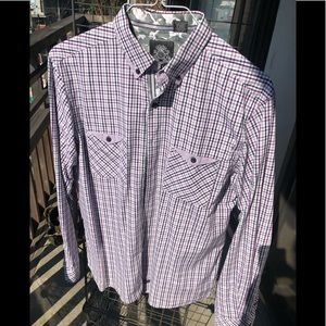 Purple Blue Checked/Gingnam Shirt Double Pockets